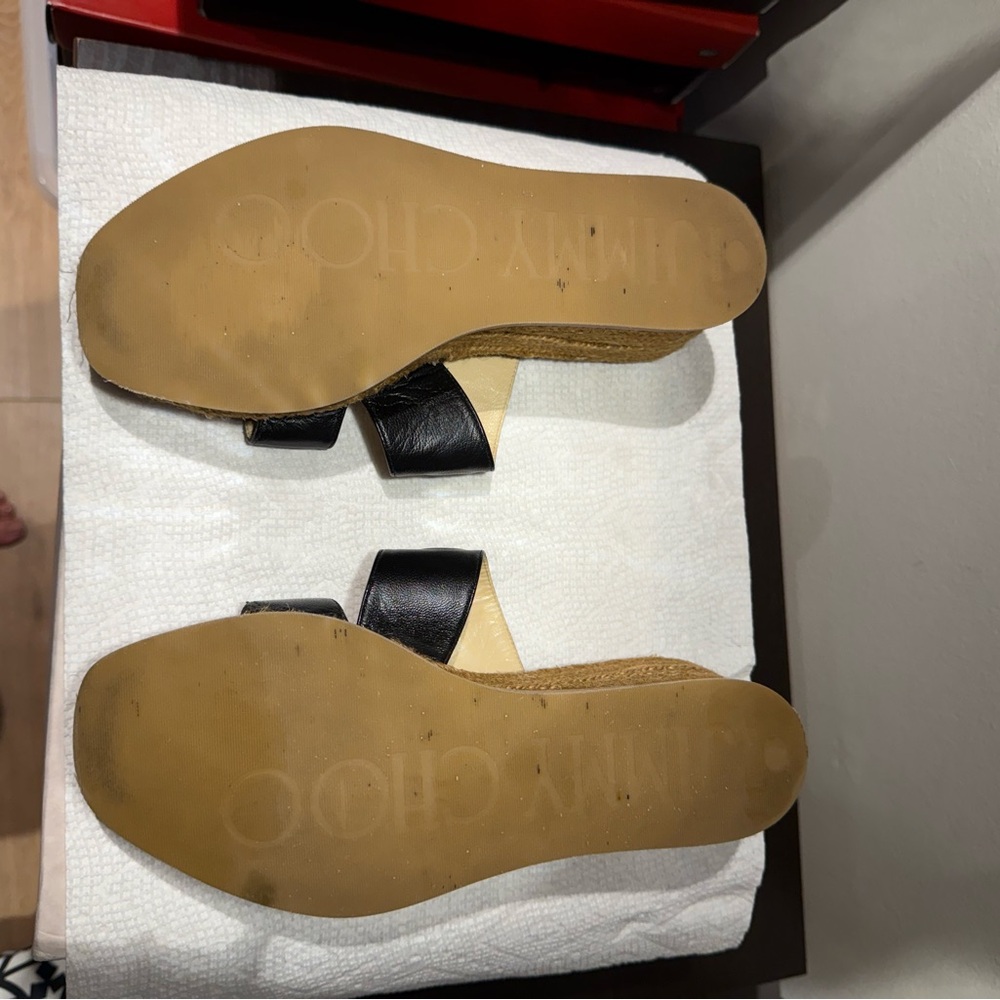 Jimmy Choo Ocho Black and Brown Espadrille Wedge Shoes‎ - Picture 8 of 9